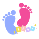 Pink Blue Playful Illustration Baby Shop Logo